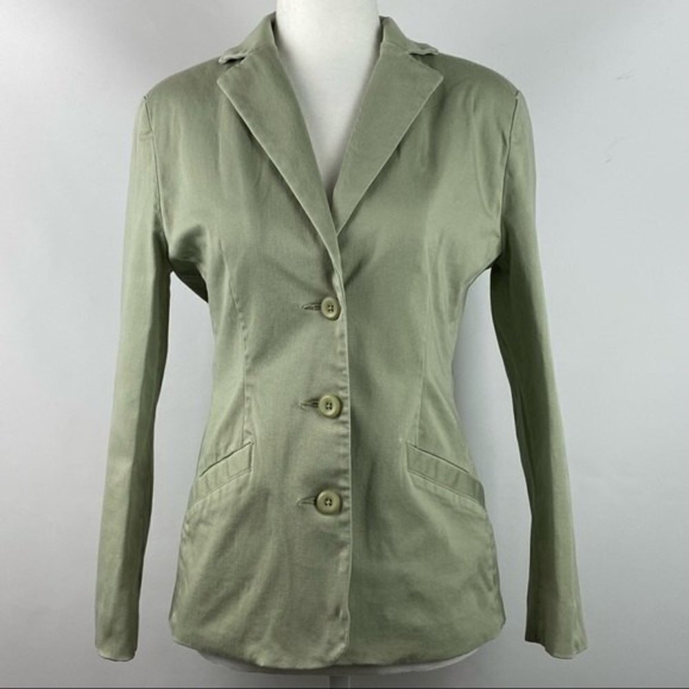 L.L Bean Womens Blazer Size 6P Light Green Button Front Ladies Top Blazer - Picture 2 of 8